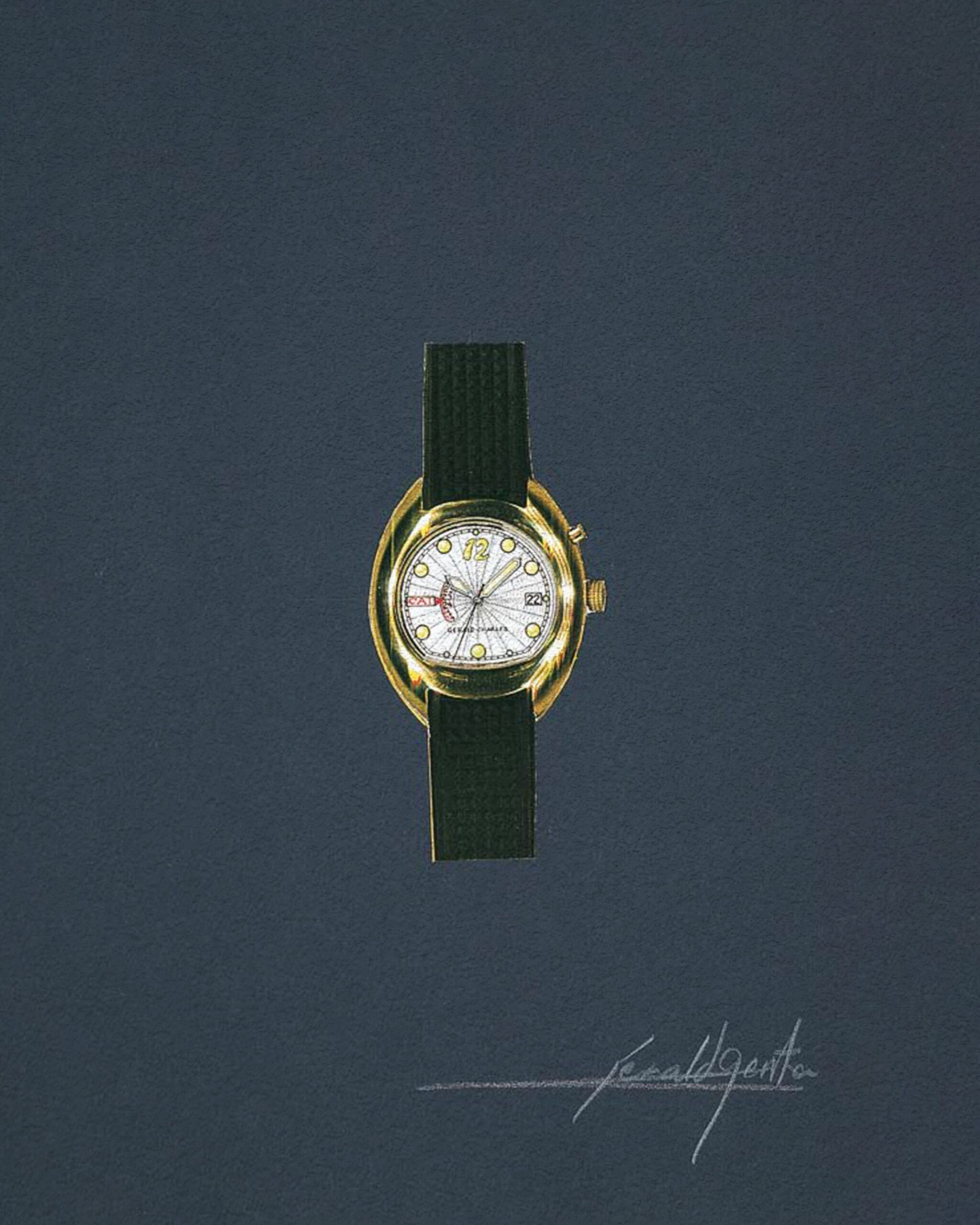 Renaissance original drawing with Clous de Paris pattern on the strap